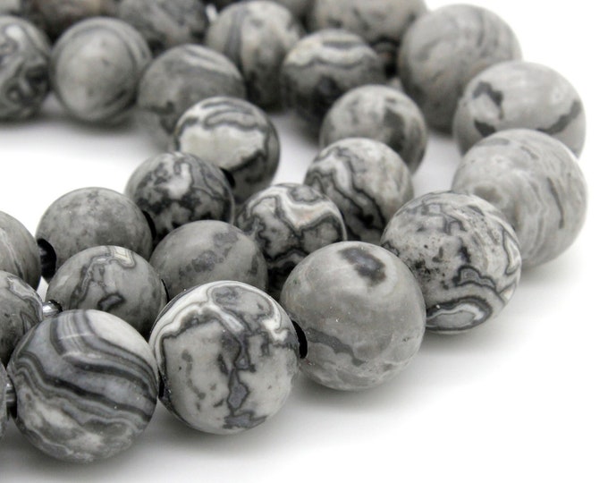 Crazy Lace Jasper Smooth Round Ball Sphere Gemstone 8mm 10mm Beads (8" strand - 2.5 mm hole) - 8RN25