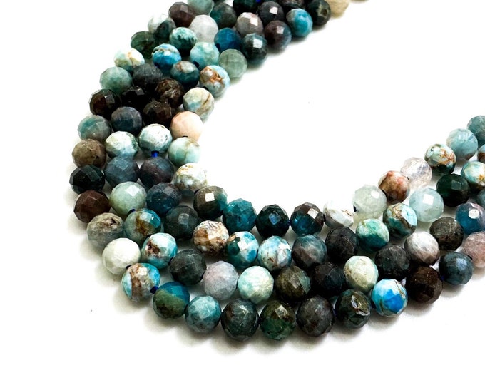 Natural Blue Apatite Faceted Round 4mm Gemstone Beads - RNF21