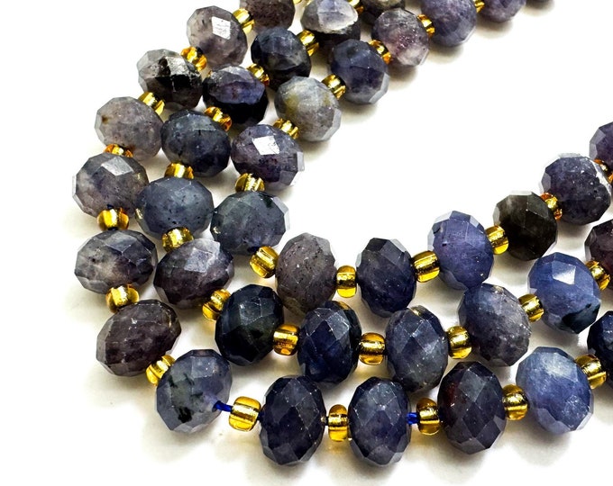 Natural Blue Sapphire Faceted Rondelle 5mm x 8mm Gemstone Beads - PGS321