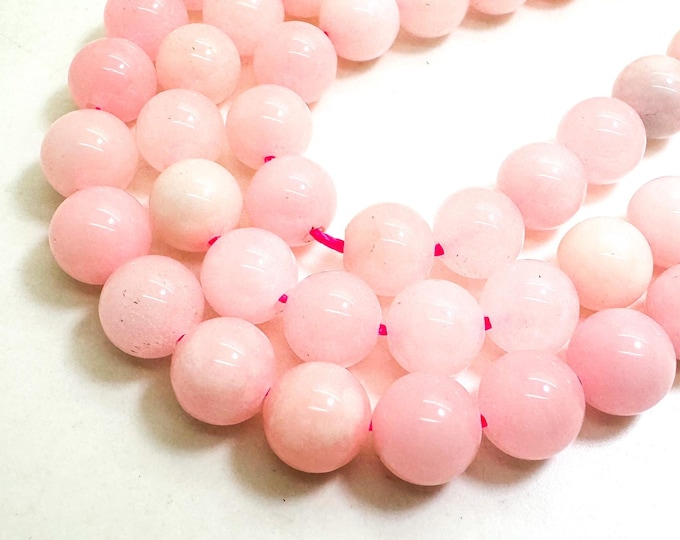Pink Agate Smooth Polished Round 8mm Gemstone Jewelry Making Beads - RN198F