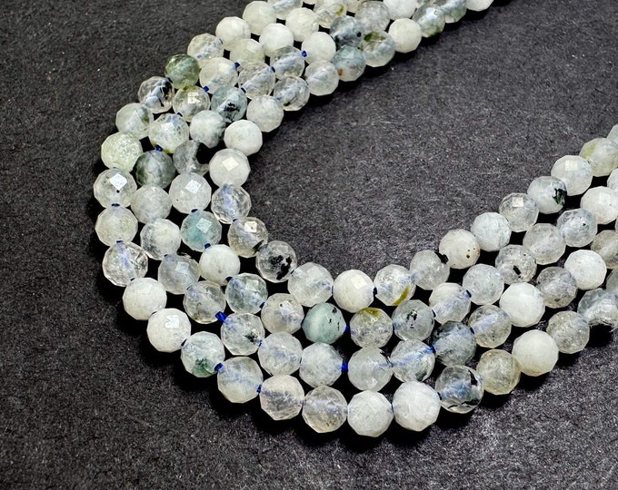 Natural White Rainbow Moonstone Faceted Round 4mm Gemstone Beads - RNF21