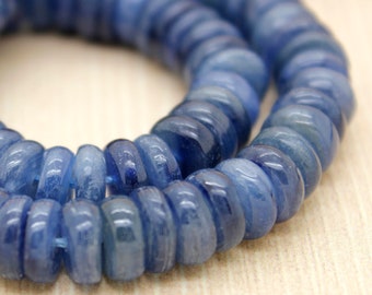 Genuine Kyanite, High Quality Natural Kyanite Smooth Rondelle Natural Gemstone Loose Beads -PG74