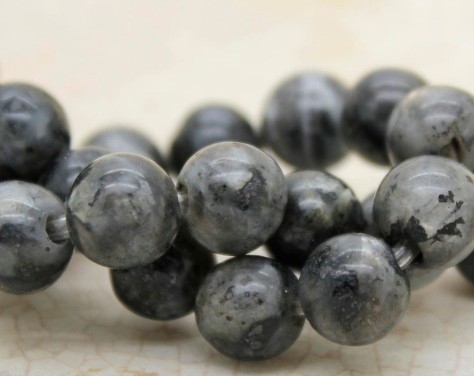 Larvikite Labradorite Smooth Round Gemstone 8mm 10mm 12mm Beads (8" strand - 2.5 mm hole) - 8RN04