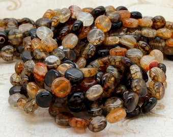 Spider Web Agate Beads, Natural Spider Web Agate Flat Round Gemstone Loose Beads 2mm x 6mm, 4mm x 10mm, Full 15.5" Strand