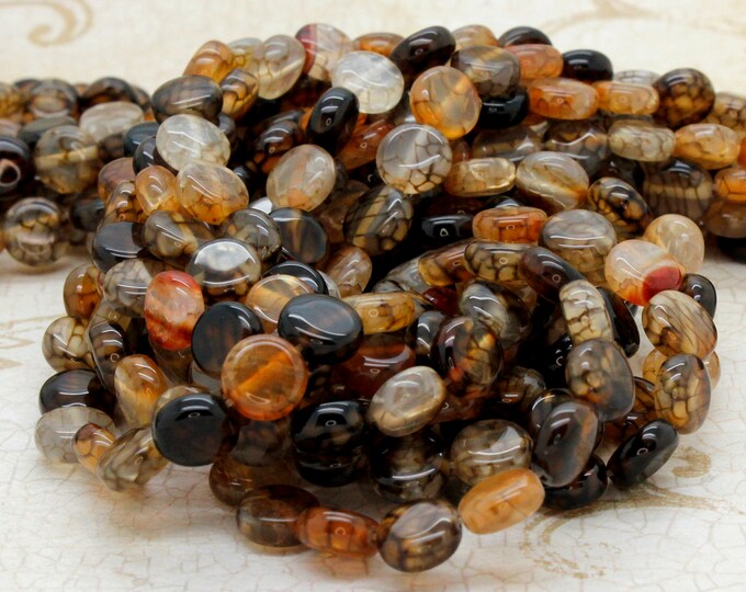 Spider Web Agate Beads, Natural Spider Web Agate Flat Round Gemstone Loose Beads 2mm x 6mm, 4mm x 10mm, Full 15.5" Strand