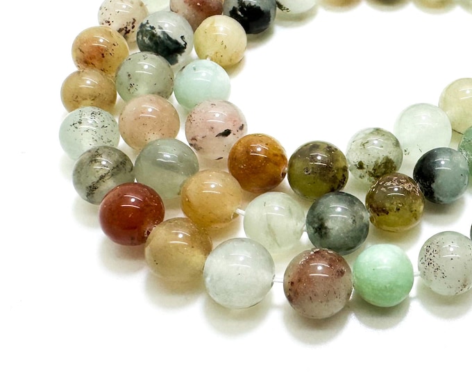 Green Amazonite Color Agate Smooth Polished Round 8mm Gemstone Jewelry Making Beads - RN198W