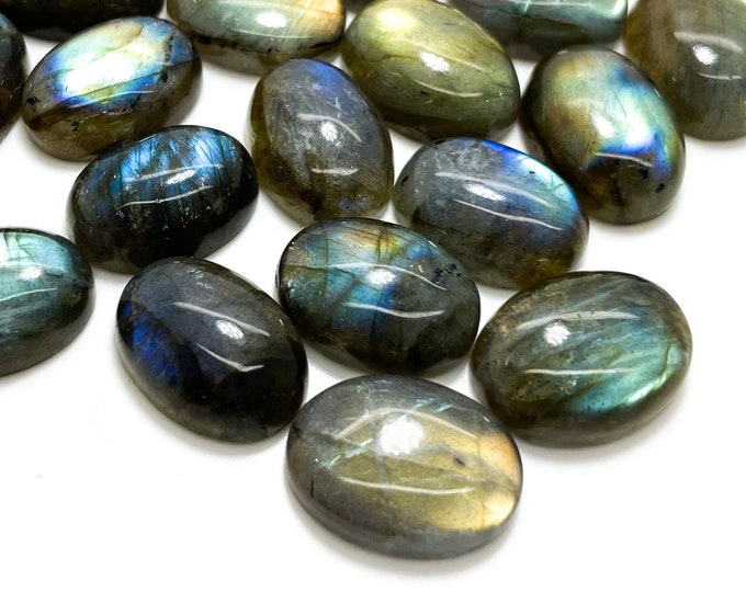 Labradorite Cabochon Beads, 1 Piece Natural Labradorite Polished Oval Gemstone Non Drilled Beads for Ring Necklace Pendant Jewelry - PGL20