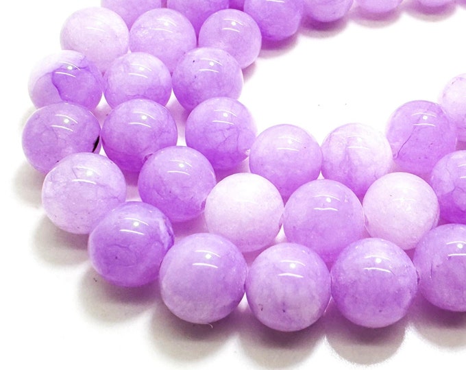 Light Purple Agate Smooth Polished Round 10mm Gemstone Jewelry Making Beads - RN197E