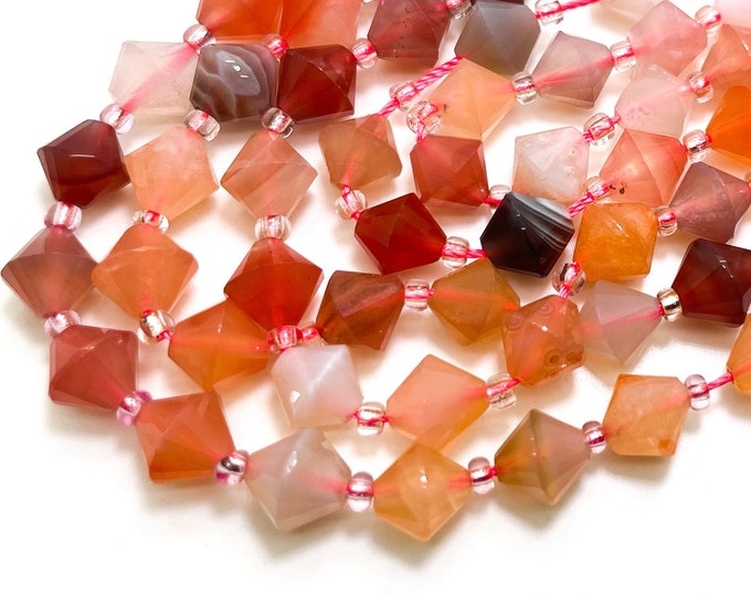 Natural Cherry Quartz Bicone Beads Faceted 8mm Gemstone Beads 15.5" Strand - PGS315K