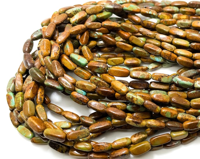 Natural Turquoise Beads, Genuine Brown Turquoise Smooth Stick Nugget Chip Loose Gemstone Beads (Assorted Size) - PGS264