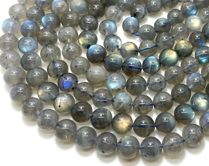 Natural Labradorite Gemstone Beads, Gray Labradorite Smooth Round Ball Sphere Gemstone Beads (2mm 4mm 5mm 8mm) - PG07