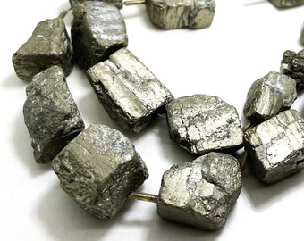 Pyrite Beads, Natural Pryite Rough Nuggets Cube Rough Raw Loose Gemstone Beads - PG200