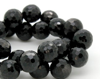 Natural Hypersthene Faceted Round Ball Sphere Loose Gemstone Beads - Full 15.5" Strand