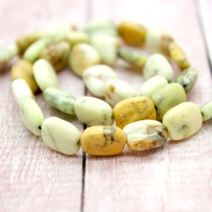 Chrysoprase Beads, Natural Lemon Chrysoprase Polished Smooth Flat Rectangle Gemstones Beads PG116 image 1