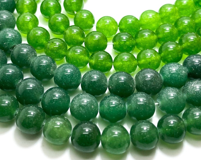 Green Jade, High Quality Smooth Polished Round 10mm Jade Sphere Round Gemstone Beads - Full 15.5" Strand - RN44