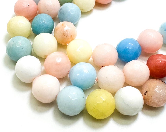 Multi Color Rainbow Morganite Agate Faceted Round 10mm Gemstone Jewelry Making Beads - RNF131F