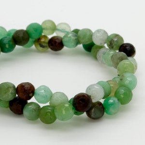 Natural Chrysoprase, Chrysoprase Faceted Round Ball Sphere Gemstone Loose Bead Beads 6mm - RNF36
