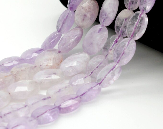 Natural Amethyst Beads, Purple Transparent Amethyst Polished Faceted Flat Oval  Gemstone Beads PGP20