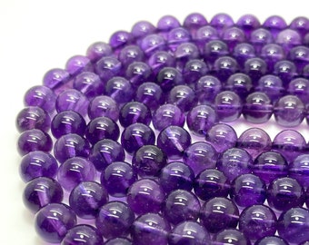 High Quality Amethyst Beads, Grade AAA Smooth Polished Round Sphere Purple Amethyst 6mm 8mm 10mm Gemstone Beads - RN19