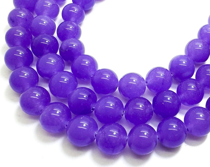Purple Jade Smooth Polished Round 8mm Gemstone Jewelry Making Beads - RN198E