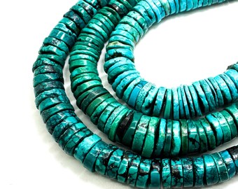 Genuine Arizona Kingman Turquoise Beads - Natural Smooth Polished Rondelle Loose Gemstones - View #5