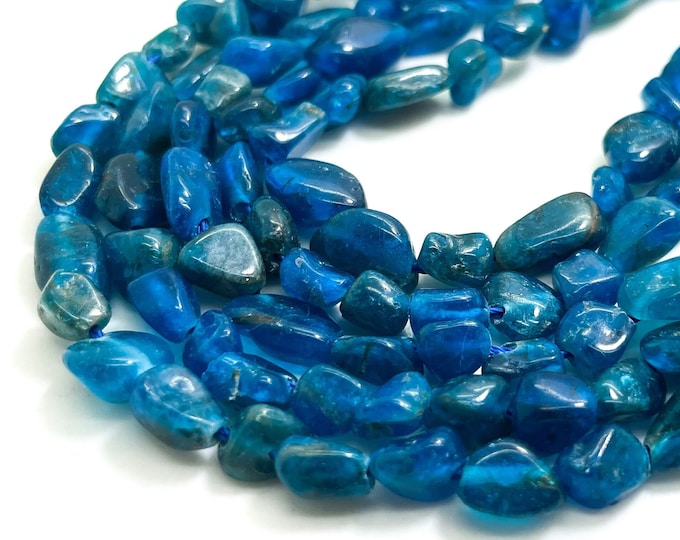 Blue Apatite Beads, Natural Apatite Small Nugget Polished Pebble Gemstone Beads - PGS151