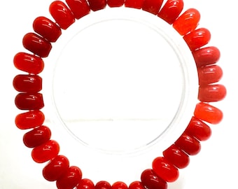 Red Jade 10mm Rondelle Gemstone Beads Stretch Elastic Cord Handmade Beaded Bracelet Accessories - PGBRD03