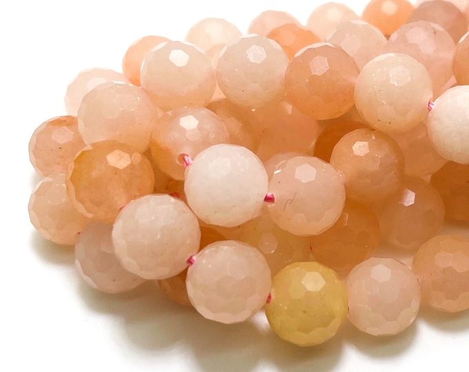 Pink Aventurine, Natural Aventurine Faceted Round 10mm  Gemstone Beads - RNF109