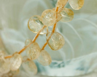 Natural Citrine, Yellow Citrine Transparent Faceted Pear Shape Natural Loose Gemstone Beads - PG285