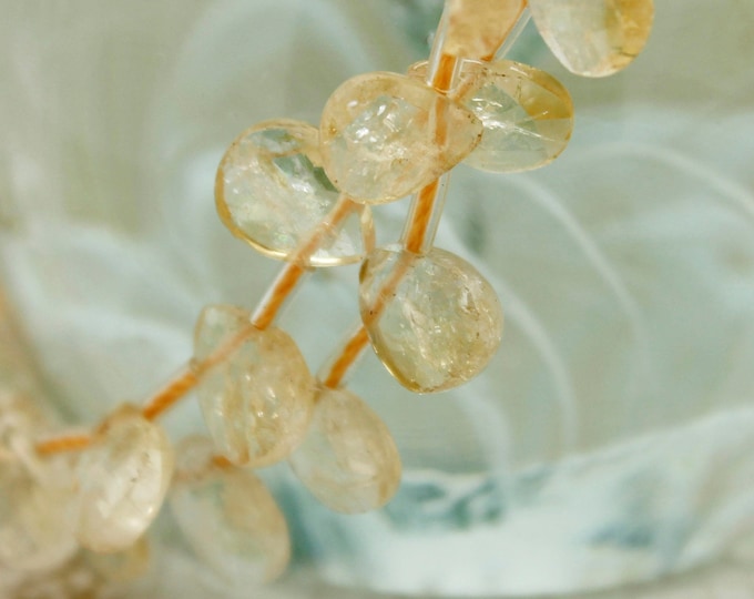 Natural Citrine, Yellow Citrine Transparent Faceted Pear Shape Natural Loose Gemstone Beads - PG285