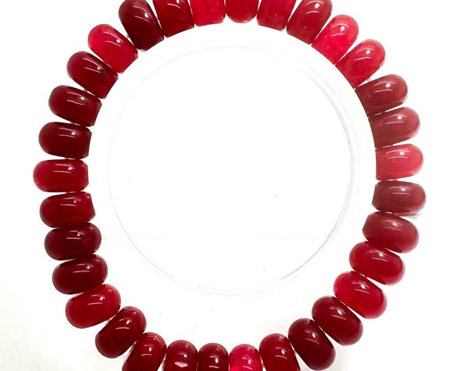 Red Burgundy Jade 8mm 10mm Rondelle Gemstone Beads Stretch Elastic Cord Handmade Beaded Bracelet Accessories - PGBRD01