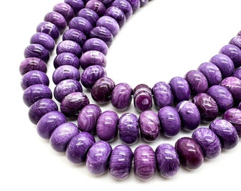 Purple Charoite Beads, Dyed Purple Charoite Polished Rondelle Gemstone Beads - PG66