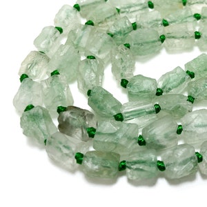 Natural Green Prehnite Transparent Nugget Irregular Rough Raw Loose Gemstone Beads - PGS56B