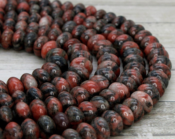 Mahogany Obsidian Rondelle Polished Smooth Gemstone Beads 8" strand (5mm x 8mm beads, 2.5 mm hole) - 8RD28