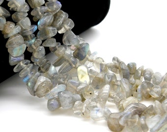Perles de labradorite, Chips de galets de labradorite naturelle Petites pépites Taille assortie Perles de pierres précieuses naturelles en vrac - PGS114