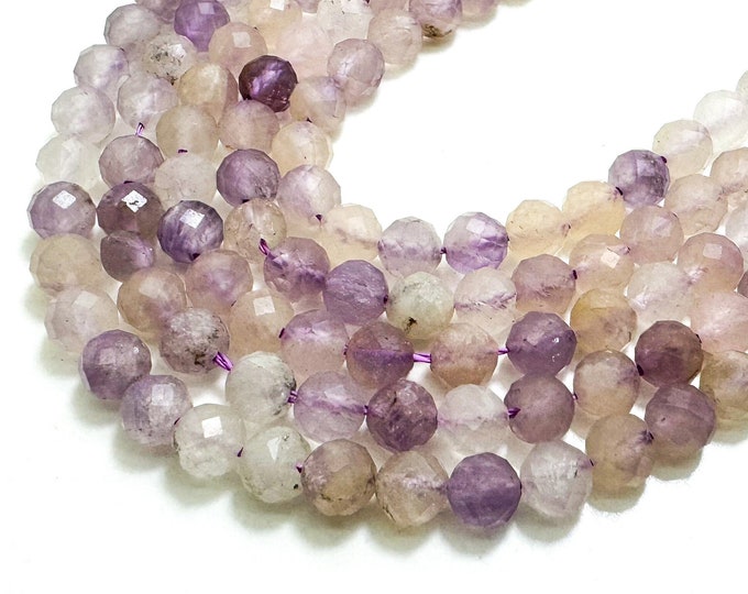 Natural Purple Kunzite Faceted Round 5mm Gemstone Beads - RNF130