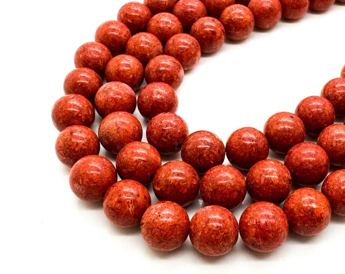 Grass Coral Beads Dyed Red Color for Jewelry Making Supplies 4mm 6mm 8mm 10mm Round Gemstone Beads - PG27B