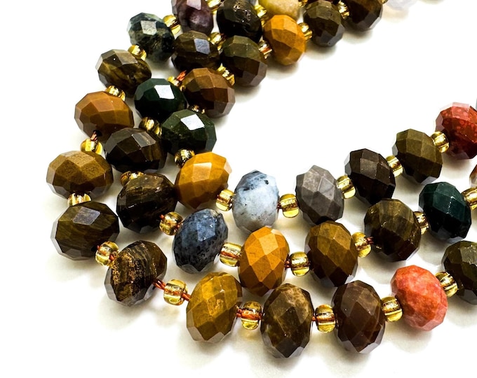 Natural Mookaitee Faceted Rondelle 5mm x 8mm Gemstone Beads - PGS321