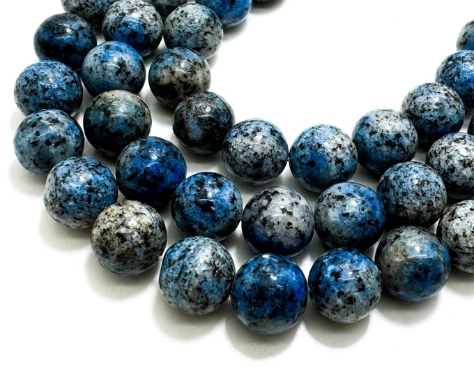 Blue K2 Jasper Smooth Polished Round 10mm Gemstone Jewelry Making Beads - RN197O