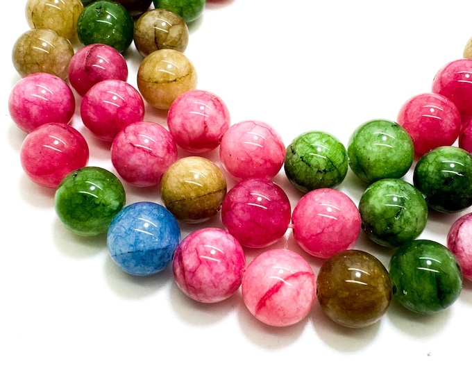 Rainbow Agate Smooth Polished Round 10mm Gemstone Jewelry Making Beads - RN197F