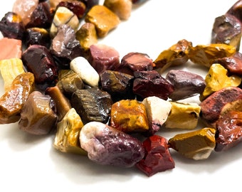 Natural Mookaite Beads, Brown Yellow Mookaite Jasper Rough Nugget Pebble Gemstone Beads - PG318