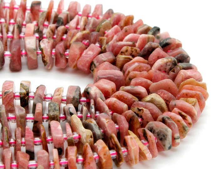 Rhodochrosite Beads, Natural Pink Rhodochrosite Chips Nuggets Rough Cut Irregular Shape Flat Gemstone Beads RDS07