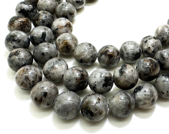 Gray Jasper Smooth Polished Round 8mm Gemstone Jewelry Making Beads - RN198C1