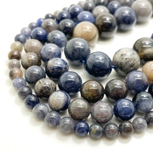 Genuine Natural Blue Sapphire Polished Smooth Round 6mm 8mm 10mm 12mm Gemstone Beads - RN176