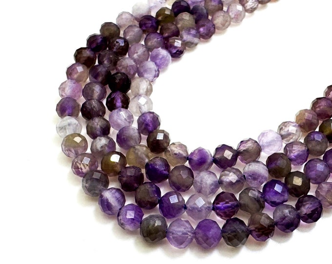Natural Purple Amethyst Faceted Round 4mm Gemstone Beads - RNF21