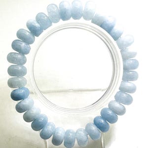 Light Sky Blue Jade 10mm Rondelle Gemstone Beads Stretch Elastic Cord Handmade Beaded Bracelet Accessories - PGBRD11