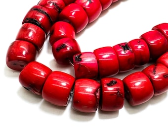 Red Coral Beads, Red Coral Rondelle 13mm ~ 20mm Gemstone Beads - RD05
