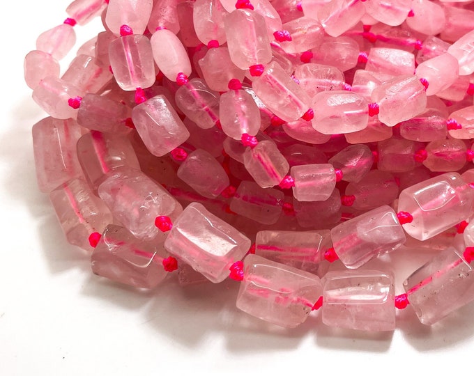 Natural Rose Quartz Rough Cut Nugget Cube Loose Chips Gemstone Assorted Size Beads - PGS147