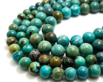 Natural Turquoise, Genuine AAA Polished Smooth Round Turquoise Gemstone Beads - 7mm 8mm 10mm 12mm - RN146