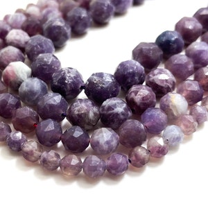 AAA High Quality Natural Purple Tourmaline 6mm 8mm 10mm 12mm Faceted Round Gemstone Beads - RNF16